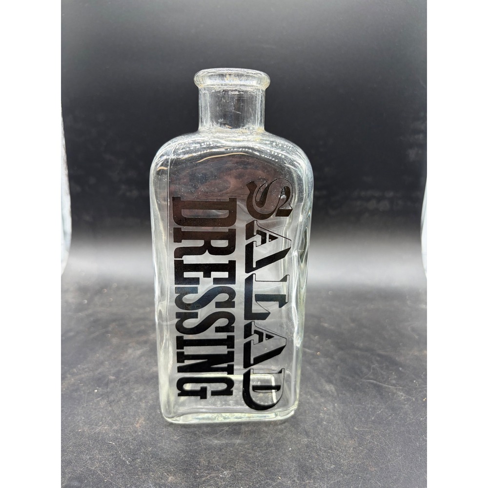 Vintage Wheaton Glass Salad Dressing Bottle Clear Rectangular Apothecary USA